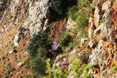 Alanya'da kayalıklara düşen yamaç paraşütü pilotu yaralandı