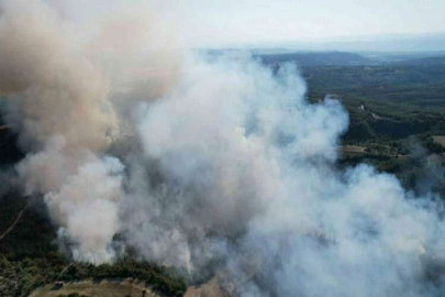 Ormanlık alandaki yangına havadan ve karadan müdahale sürüyor