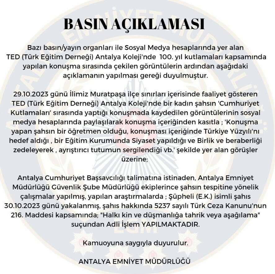 antalya öğretmen gözaltı