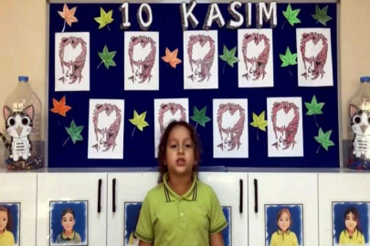 Atatürk şiirini okuyan minik gözyaşlarını tutamadı