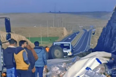 Gaziantep-Şanlıurfa karayolunda gıda yüklü tır devrildi