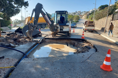 Bodrum’da ana isale hattı patladı, lojmanı su bastı