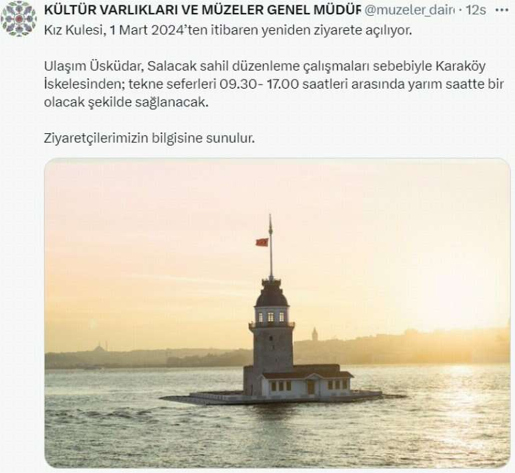 kız kulesi açılıyor