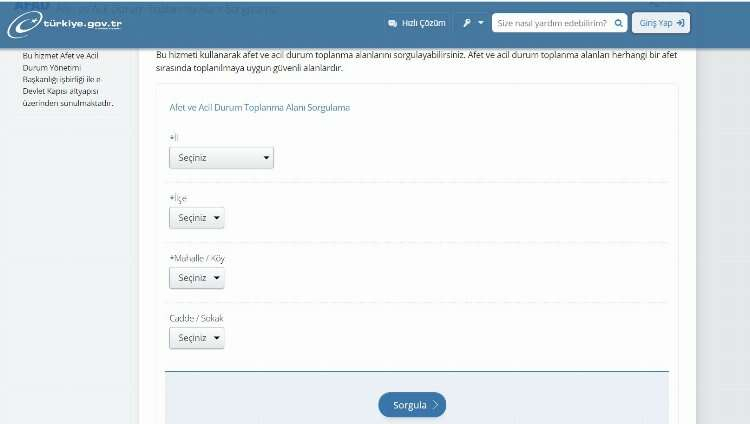 deprem toplanma alanları