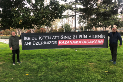 İstanbul Büyükşehir Belediyesi önünde işten çıkarılan işçilerden eylem: "Tazminatlarımızı İstiyoruz''