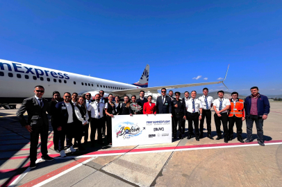 Milas-Bodrum Havalimanı'nda sezonun ilk dış hat uçuşu karşılandı