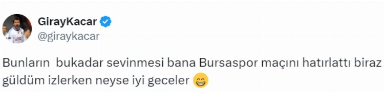 Giray Kaçar, Fenerbahçe Taraftarına espiriyle gönderme yaptı 2