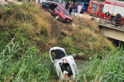 Bursa'da trafik kazasında araç dereye uçtu