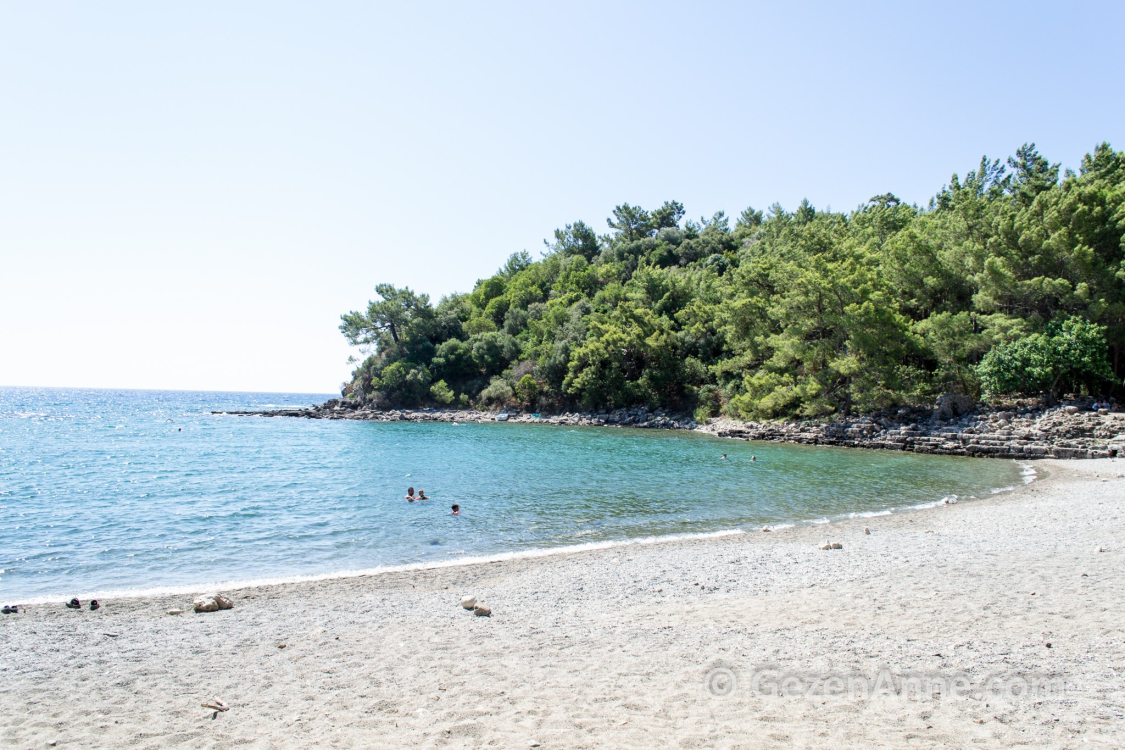 Phaselis Plajı Hakkında  Denizi; dalgasız, kumluk ve sığdır. Konum olarak plaj doğayla iç içe, müzik gürültüsünden uzak, sakin ve tarihi kalıntıların arasında kafa dinlemek için bire bir. Plaja giriş ücretlidir ve günübirlik bir dinlence için idealdir.