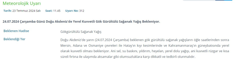 adana sağanak yağış