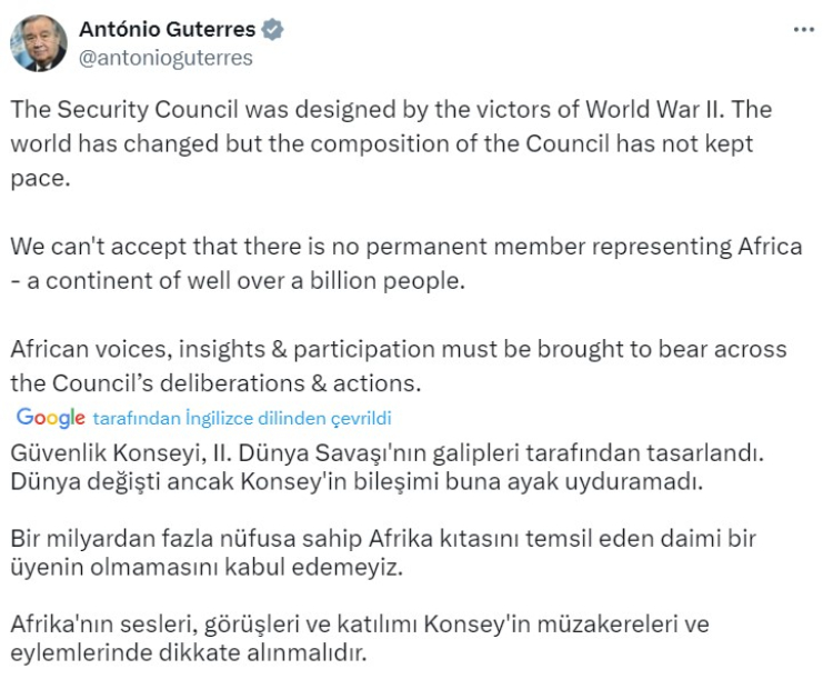 Cumhurbaşkanı Erdoğan'dan BM Genel Sekreteri Guterres'e destek Dünya 5'ten büyüktür 3