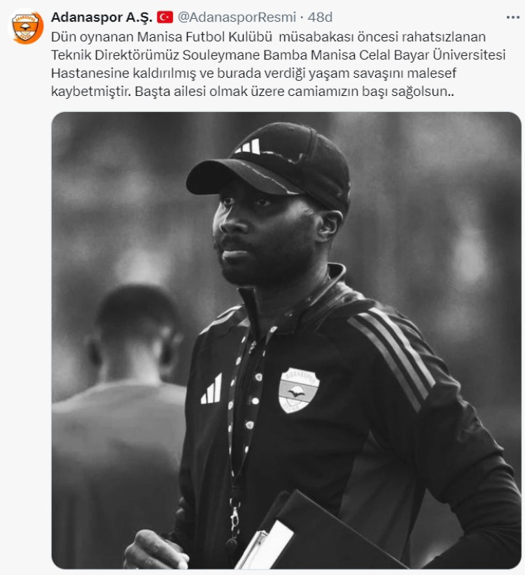 Adanaspor teknik direktörü Sol Bamba hayatını kaybetti 2