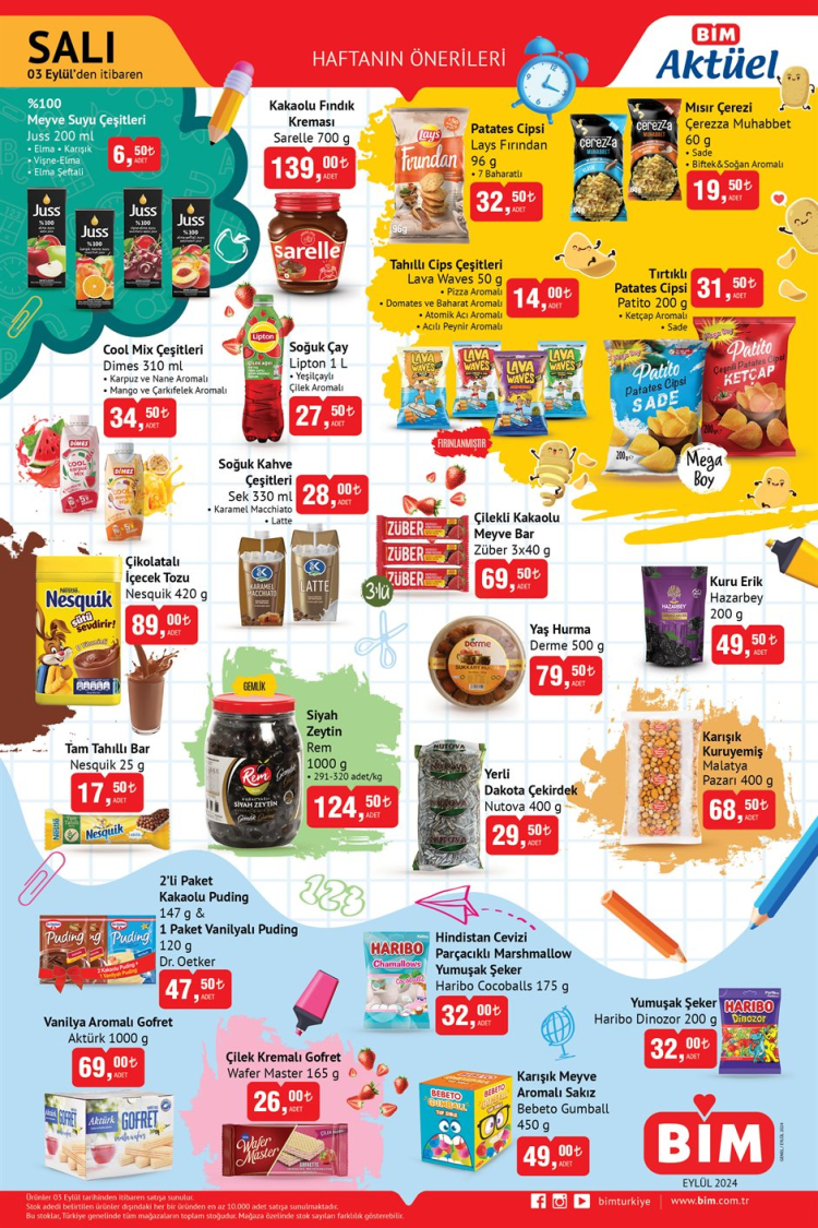 3 eylül 2024 bim aktüel ürünler