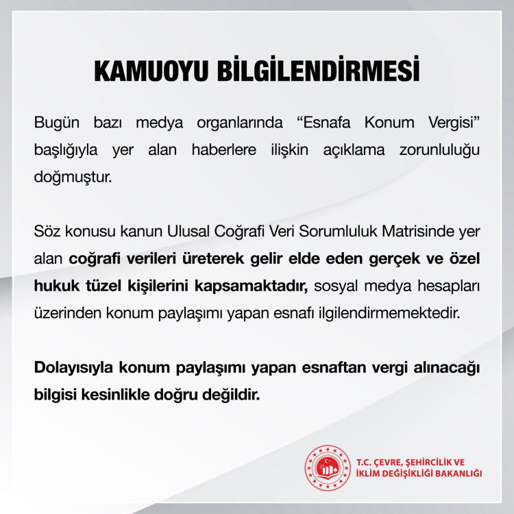ESNAFA KONUM VERGİSİ
