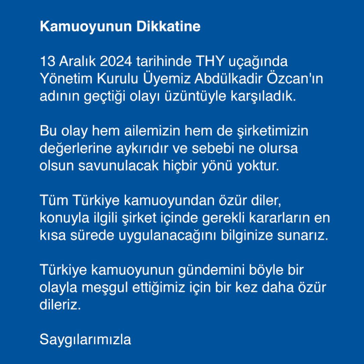 Uçakta olay çıkaran Petlas Yönetim Kurulu Üyesi Abdulkadir Özcan görevden alındı 3