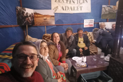 Çevreci köylüler yeni yılı yine Akbelen'deki nöbet çadırında karşıladı