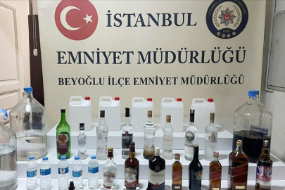 Beyoğlu'nda su dükkanında 72 litre sahte içki ele geçirildi