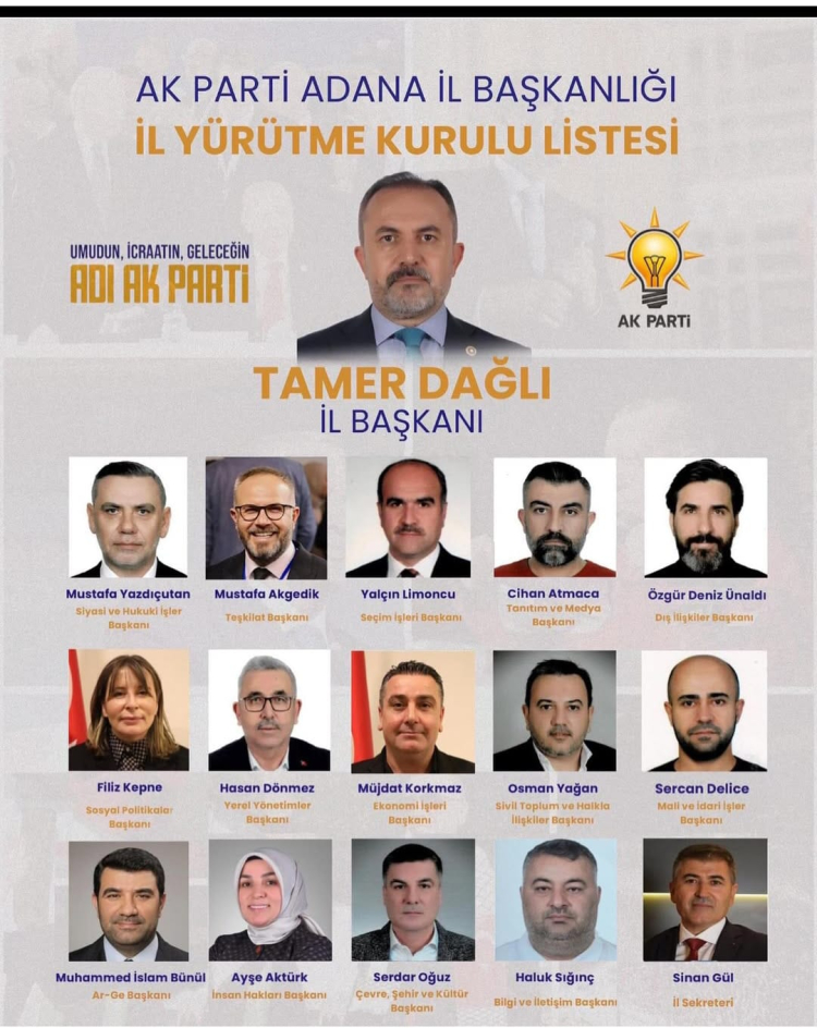 AK Parti Adana İl Başkanlığı Yönetim Kurulu belli oldu