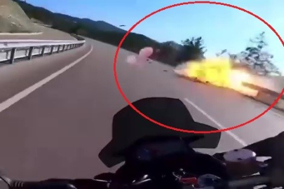 Antalya'da yunus polisinin geçirdiği feci motosiklet kazası kask kamerasında