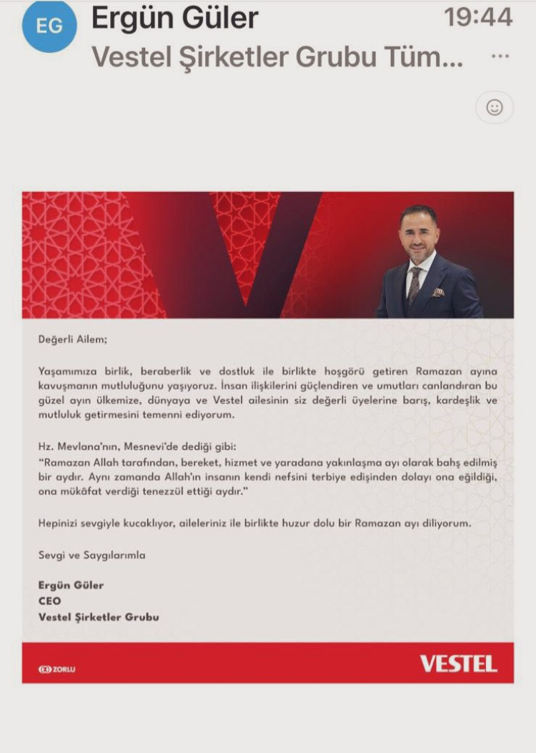 vestel ramazan tebriği