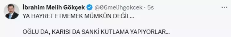 Melih Gökçek’ten Dilek İmamoğlu hakkında tepki çeken paylaşım 2
