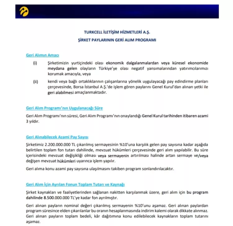 Turkcell ve Halkbank'tan pay geri alım programı 2