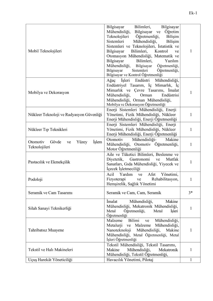 YÖK'ten Öğretim Görevlisi alımlarında ALES muafiyeti olan programlara güncelleme 4