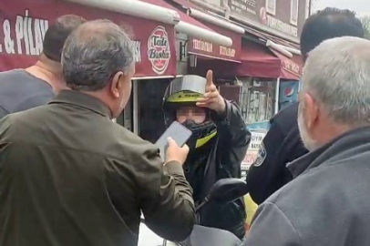 Motosikletli kurye, zabıtayla tartıştı: "Babam yaşında adamsın"