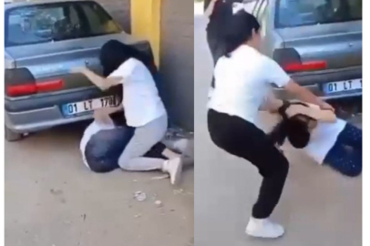 Adana'da genç kızlar tekme ve yumruklarla kavga etti