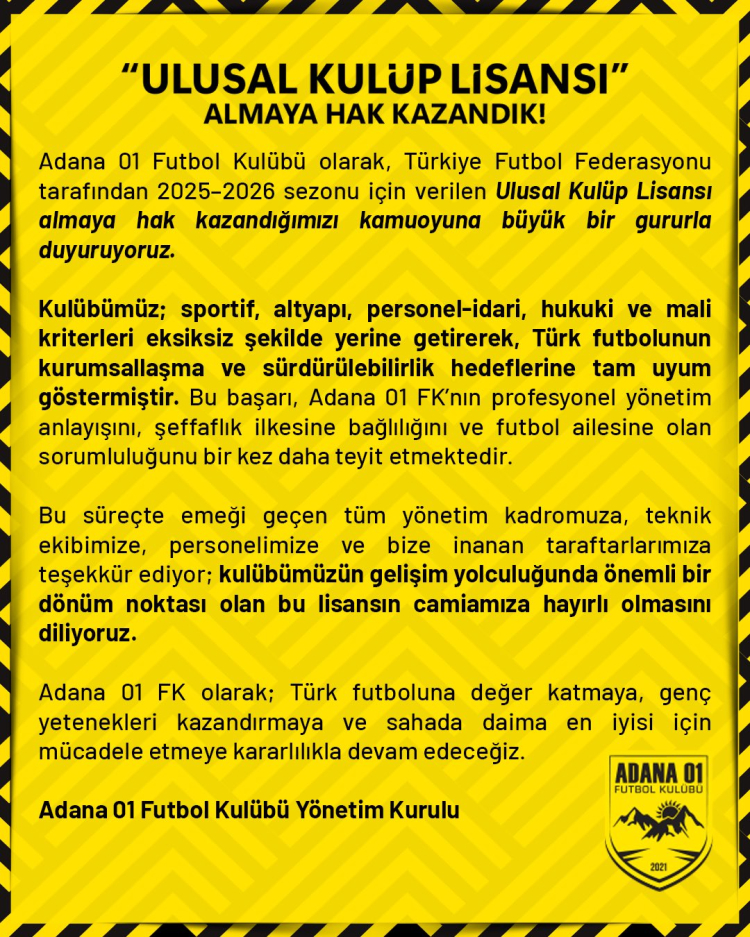 Adana 01 FK ulusal lisans almaya hak kazandı 2