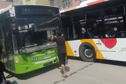 Adana’da ters yöne giren sürücü, kadın otobüs şoförüyle kavga etti