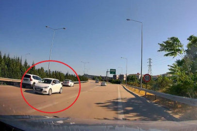 Bursa otobanında kadın sürücü ters şeritte ilerledi