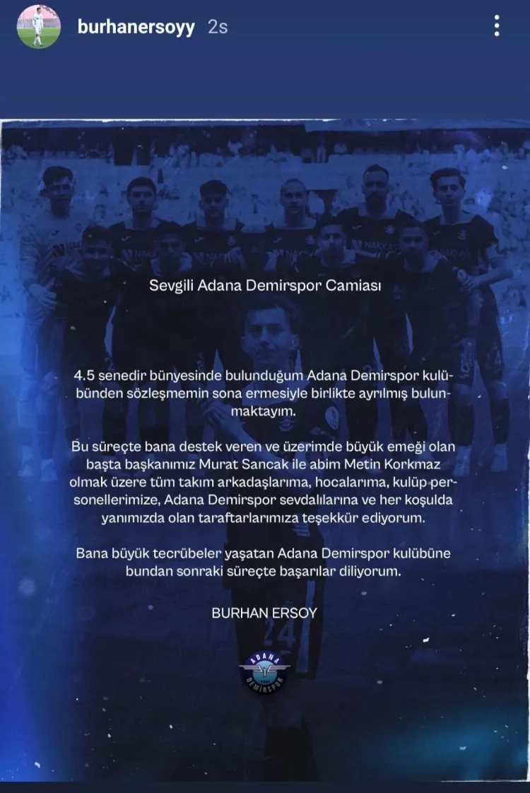 Adana Demirspor’da Burhan Ersoy veda etti 2