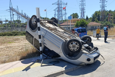 Manavgat’ta Takla atan araç 50 metre sürüklendi: Sürücü sağ kurtuldu