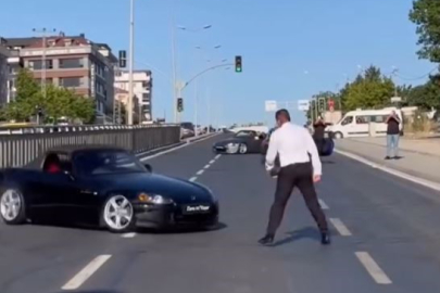 Trafik magandaları Arnavutköy’de kırmızı ışıkta drift yaptı