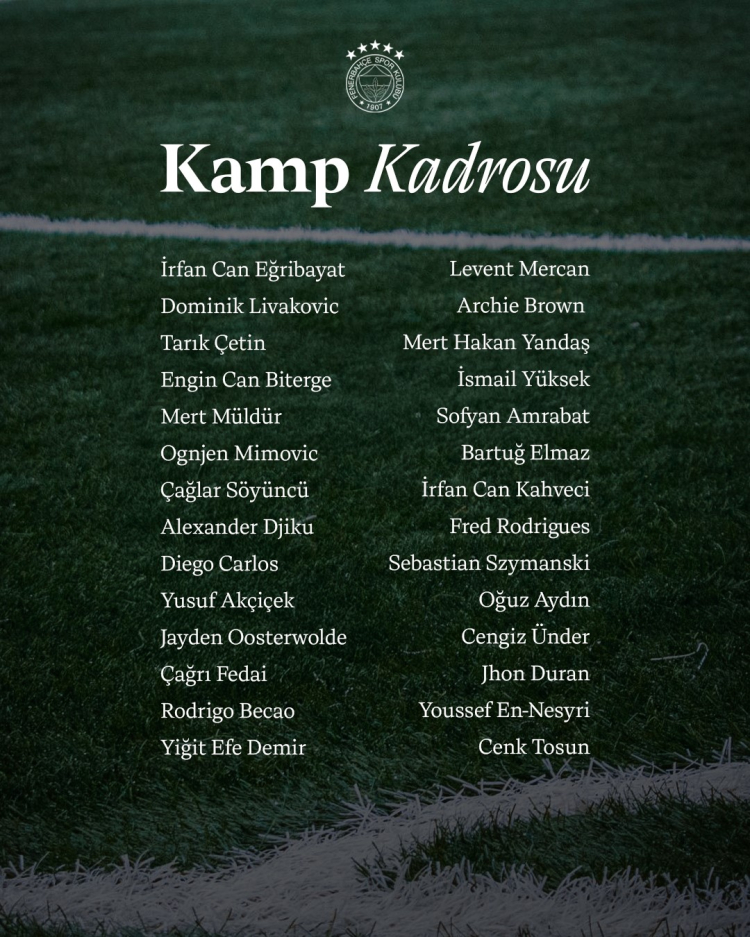 Fenerbahçe'nin Portekiz kampı kadrosu açıklandı 2