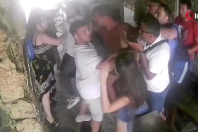 Sarıyer'de plajda karpuz kavgası kamerada: Kadına 3 çocuğunun yanında şiddet