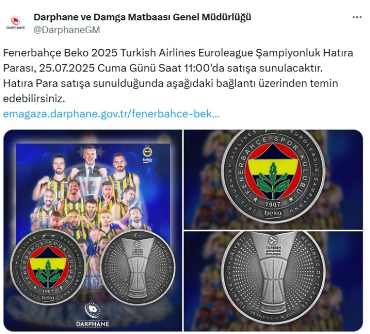 Darphane'den Fenerbahçe'nin EuroLeague şampiyonluğu için hatıra parası 4