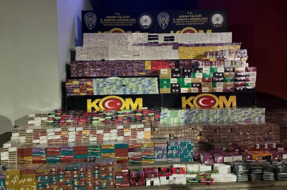 Adana’da saman yüklü tırda 3 milyon TL'lik gümrük kaçağı sigara ve malzeme ele geçirildi