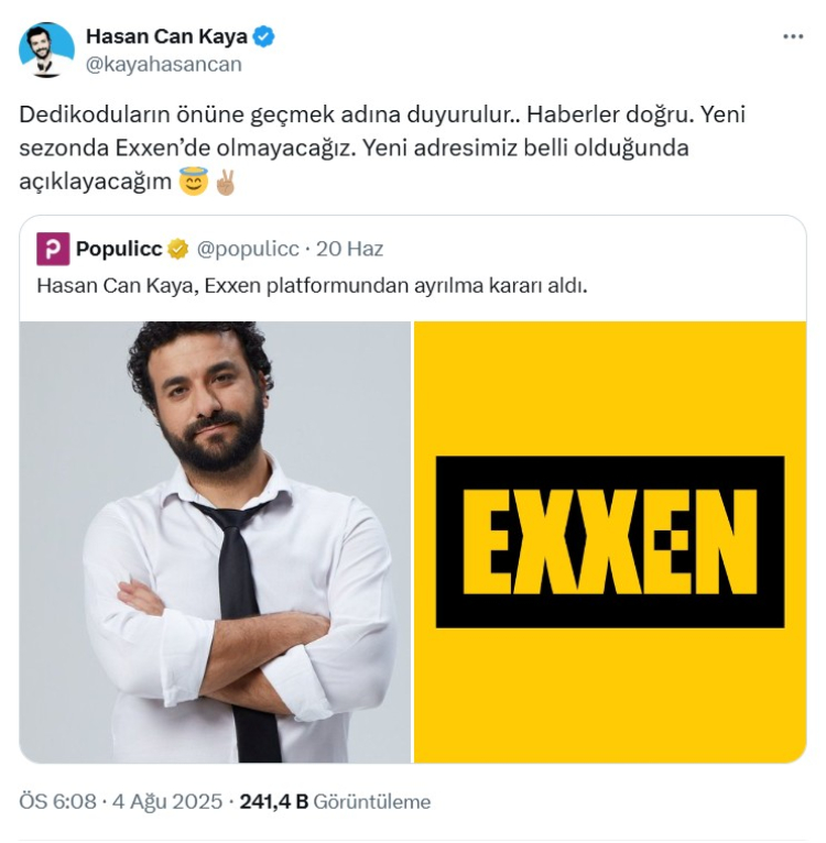 Hasan Can Kaya, Exxen’den ayrıldığını duyurdu 2