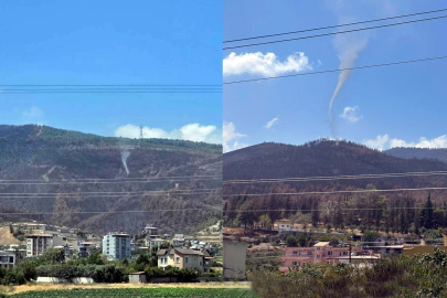 Yangın bölgesinde oluşan hortumlar, endişeye neden oldu