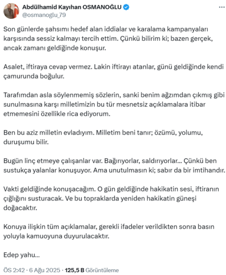 Abdülhamid Kayıhan Osmanoğlu'ndan sahte diploma iddialarına yanıt Vakti geldiğinde konuşacağım 2