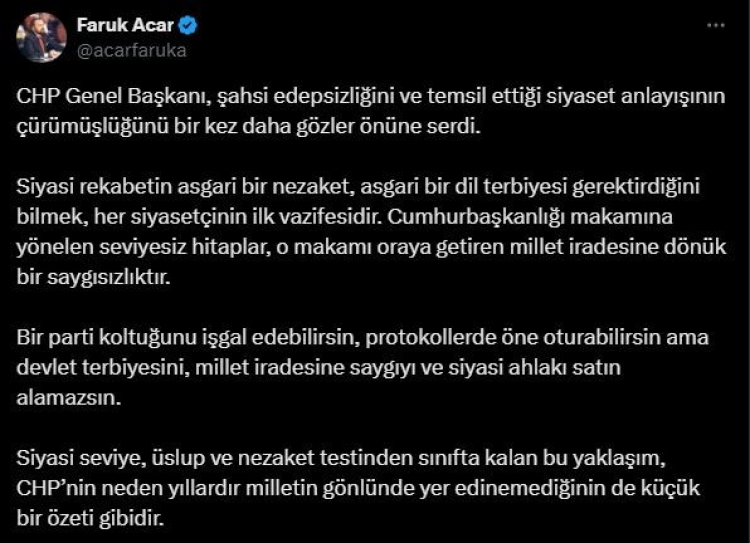 AK Parti Genel Başkan Yardımcısı Faruk Acar