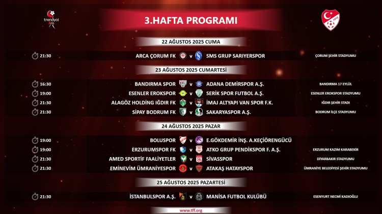 Adana Demirspor'un 3. ve 4. hafta maç programı belli oldu! 4