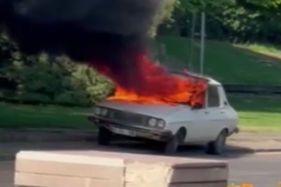 TBMM önünde araç yangını: Şahıs gözaltına alındı