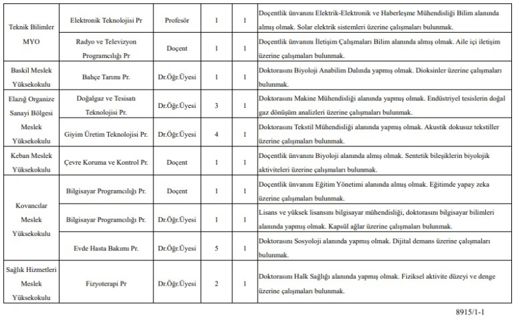 Fırat Üniversitesi’ne öğretim üyesi alımı yapılacak! Başvuru şartları ve tarihleri Resmi Gazete’de 6