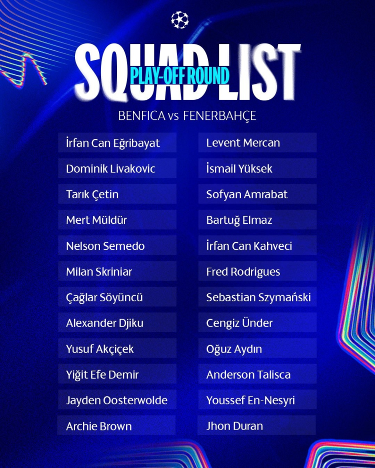 Fenerbahçe’nin Benfica maçı kamp kadrosu belli oldu 2