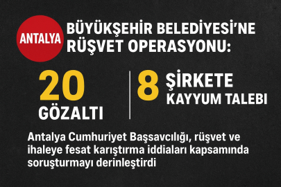 Antalya'da rüşvet soruşturmasında gözaltı sayısı 20'ye yükseldi, 8 şirkete kayyum talebi