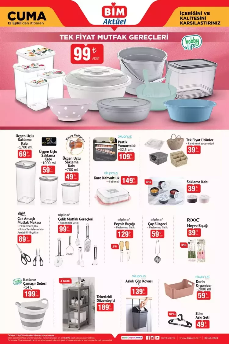 BİM'de bu cuma neler var 12 Eylül BİM aktüel ürünler kataloğu ile raflar yenilendi 5