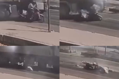 Mersin’de dehşet anları: Kamyon motosikletliyi altına aldı